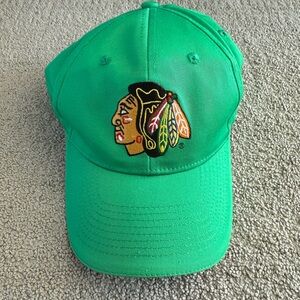 Vintage Chicago Blackhawks NHL Green Hat Kick10 Pro Gear Embroidered Cap